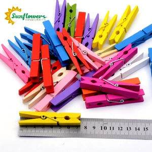 2025 Popular Wholesale 72mm Polished Birch Wooden Clothes Pegs Multi-color Wall Hanging Clothespins for DIY Arts Crafts Home