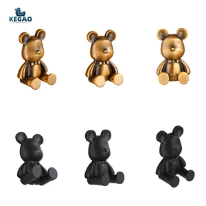 KEGAO Creative Bear Shape Aluminum Wall Hook for Kitchen Garage Living Room Door Back Entryway Wardrobe Double Tier Rust