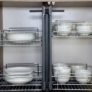 Bingyue Modern Metal Pull-Out Blind Corner Shelf Storage Kitchen Cabinets Magic Spice Rack Organizer In-Cabinet Basket Drawers 1