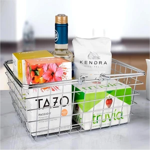 Custom Heavy Duty Metal Wire Basket 2 Swinging Handles Rust Proof Chrome/Nickel Plated High Load-Bearing Kitchen Use Storage