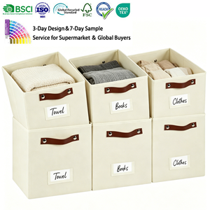 Wholesale Home Foldable Fabric Storage Cubes Organizer Clothes Shelf Basket Cube Organizer With Dual Handles Storage Box Bins