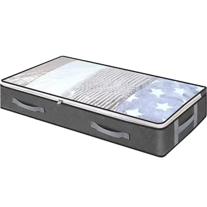 H-Type 75L Bed Storage Organizer Bag Underbed Folding Nonwoven Dustproof Divider Washable Durable