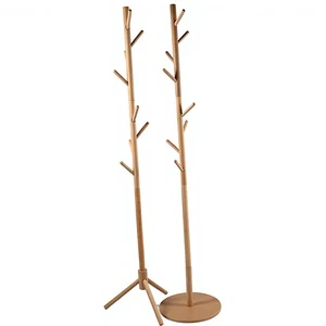 Solid Beech Wood Film Coated Floor-Standing Triangular Vertical Coat Rack with Simple Design Portable Bedroom Storage Hanger