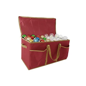 Large Luxury High Quality Christmas Ornament Storage Box Foldable Fabric Rectangle for Bulbs Holiday Decoration