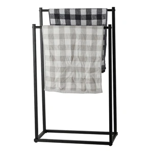 Fashion Design Freestanding 2 Layers Black Towel Storage Rack Holder For Bathroom