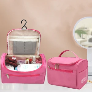 Custom logo Printed Bathroom Toiletry Wash Bag Hangable Makeup Storage Organizers Cosmetic Bag