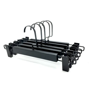 Premium Black Wooden Trouser Clips Customizable With Logo Size Suitable For Clothing Stores And Home Wardrobes.