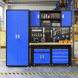 Heavy Duty Steel Garage Workbench Cabinet Stainless Countertop 850kg Load Capacity Wood Countertop Customized OEM/ OBM Support