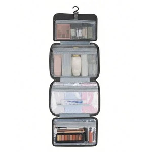 Fashion Foldable Dry and Wet Separation Hanging Hook Storage Bag for Toiletries and Cosmetics Portable Toiletry Bag