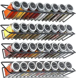 Spice Rack Organizer Wall Mount 4 Pack for Cabinet Pantry Seasoning Over the Door Space Saving Wall Hanging Spice Shelf