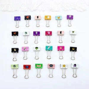 BSCI Manufacturer Custom Metal Color Silver Black Binder Clip With Full Logo Printing Paper Binder Clips for School & Office Use