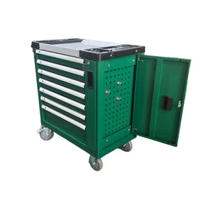 Tool Cart With Drill Holder Steel Garage Trolley Drawer Cabinet Lockable Workstation for Mechanic Maintenance
