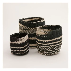 Natural Fiber Rattan Jute Yarn Eco-Friendly Rectangle Storage Basket Set Handmade Woven Organizer for Blankets Toys Laundry Home
