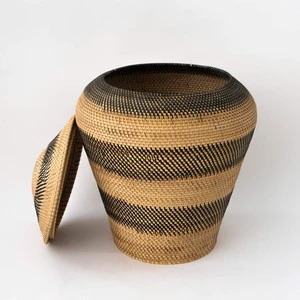 High quality rattan storage organizer hamper basket wholesale factory supply braided bin hampers