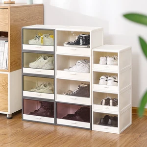 Plastic Rectangle Drawer-type Shoe Storage Box Sealed Cover Household Men's Women's Sustainable 1-Layer Superposition