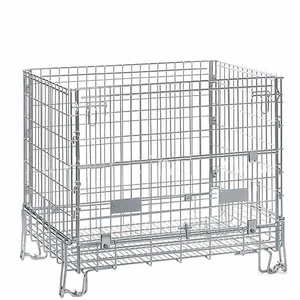 Industry Hanging Storage Wire Baskets Collapsible Stillage Cage Wire Mesh Container Pallet Box Foldable Metal Storage Pallet