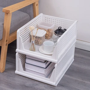 Hot Selling Foldable Stackable Basket Drawer Type Closet Clothes Container Organizer Plastic Wardrobe Storage Bins For Bedroom