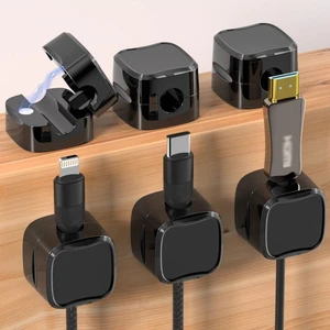 Portable Foldable Magnetic Plastic Cable Management Clip Multi-Purpose Wall-Mounted Kitchen Storage Accessories Charger Cord