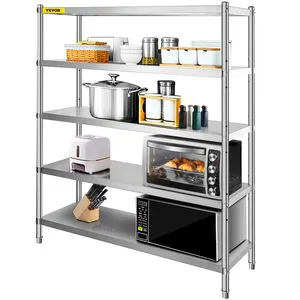 5-Tier Heavy Duty Stainless Steel Storage Shelf 70.9 X 17.7 X 70.9 Inch Garage Shelving Unit Model D0100HADSRY