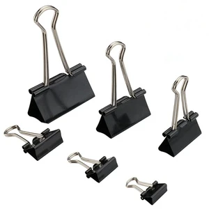High Quality 1 Inch Black Binder Paper Clips 25mm Fold Back Design 12pcs in Paper Box