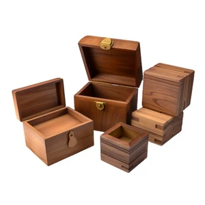Rustic Black Brown Rectangle Unfinished Storage Keepsake Decorative Wooden Craft Packaging Box Wood Gift Boxes With Lid