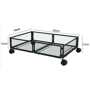Foldable Ironwork Under Bed Storage Box with Wheels for Clothes & Sundries