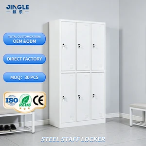 6 Doors Wide Steel Staff Locker Metal Wardrobe Locked Waterproof Changing Storage Cabinet Multi-person Workplace Gym