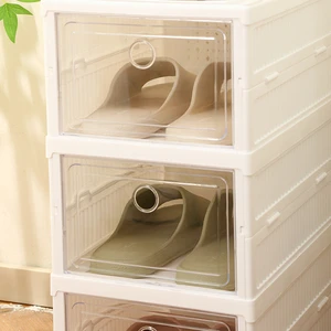 ShenYu 10 Inch Modern Plastic Shoe Racks Home Foldable Shoe Rack Organizer Storage Box Shoe Organizer