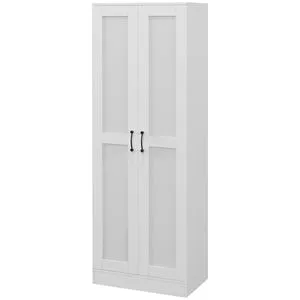 White Adjustable Shelf Storage Cabinet Pantry Cupboard for Kitchen Organization