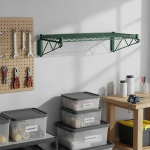 Green Epoxy Plated Wall-Mounted Bracket Set Metal Storage Rack Non-Folding Design Modern Style