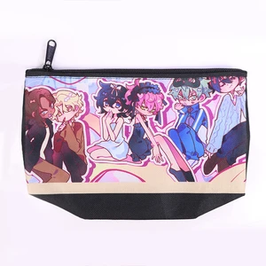 Women's Custom Anime Lover Gift Waterproof Flax Fabric Makeup Organizer Cosmetic Bag Customer Logo Zipper Pencil Case Travel