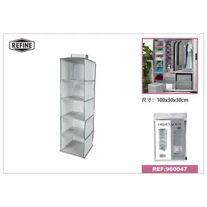 5-Tier Fabric Hanging Closet Organizer 30x30x100 cm for Household Items