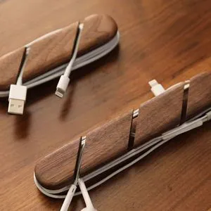 Solid Wood Rectangular Wire Organizer Desktop Storage Finishing Cable Holder Mobile Phone Charging Line New