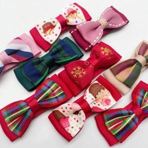 Handmade Cute Little Polyester Grosgrain Ribbon Hairpins Elegant Casual Christmas Style Metal Clip For Girls