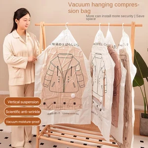Plastic Hanging Storage Compression Bag Modern Wardrobe Jacket Coat Dustproof Suction Bag for Finishing Clothes Dust