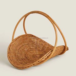 Durable Woven Wicker Rattan Handmade Eco-Friendly Modern Multifunction Storage Basket Handle Kitchen Bakery Use Vietnam Supplier