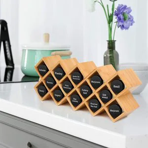 Wooden Storage Rack Bamboo Countertop Spice Rack Organizer Free Standing for Counter, Cabinet or Drawers