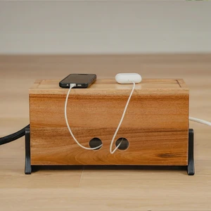 Large Cable Management Box Wood Cord Organizer Cable Box Organizer Cord Box Hider for Craft Storage Use