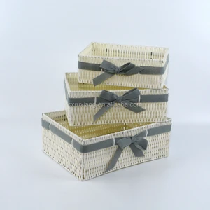Set of 3 pp Rattan Home Woven Storage Basket