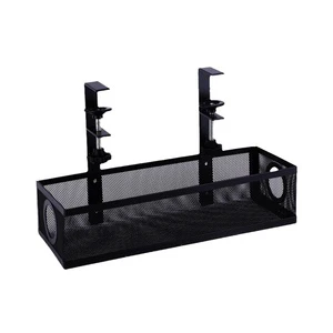 Under-desk Cast Iron Cable Organizer Retractable No-drill Storage Rack Power Strip Storage Slot Desk Clamp SN-U03