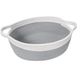Handmade Modern Woven Fabric Storage Basket with Cotton Rope Handle for Organizing Toys Cosmetics Sundries Home Bathroom Items
