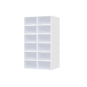 Factory Direct Square Modern Plastic Sneaker Storage Box Stackable Hot Selling Clear Shoe Box Drop Front Transparent Shoe