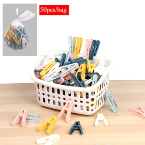 50pcs/bag Colorful Clothespins Windproof Plastic Clip Clothes Pegs