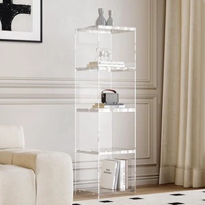 Transparent Acrylic Wall-Mounted Multi-Tier Storage Cabinet No Installation Required For Home Living Room Travel Makeup Storage