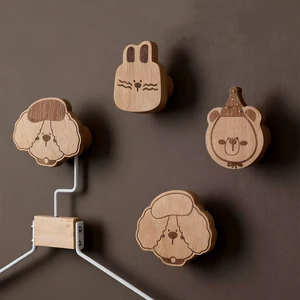 Creative Cute Animal Wood Wall Hook Custom Logo Home Decoration Wall-mounted Hanging Hook DIY Cartoon Hooks