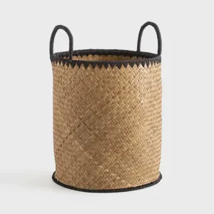 Wholesale Natural Seagrass Storage Basket With Handles Wicker Boho Seagrass Basket Woven Laundry Hamper for Home Organization