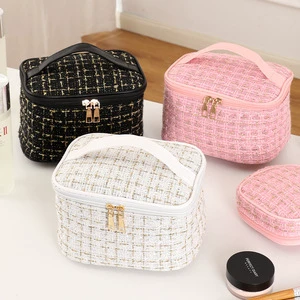 Simple Large Capacity Polyester Cosmetic Bag Open Style Instagram Girl's Travel Cosmetic Storage Bag Lady Toilet Makeup Bag