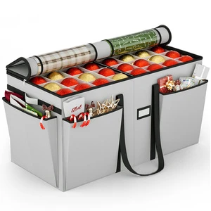Custom Foldable Heavy Duty Fabric Christmas Ornament Storage Box with Adjustable Compartments and Premium Storage Solution
