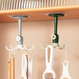 New Creative Multifunctional Cartoon Hook Kitchen Bathroom Wall-Mounted Rotatable 360 Degrees Waterproof Plastic Octopus Tools