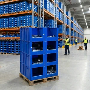 Durable Collapsible PP Corrugated Plastic Warehouse Storage Box Reusable Coroplast Stackable Picking Bin Customized